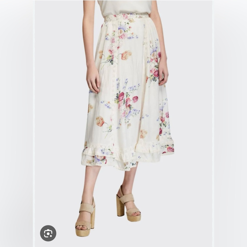NWOT LoveShackFancy Navya Silk Midi Skirt Size 2